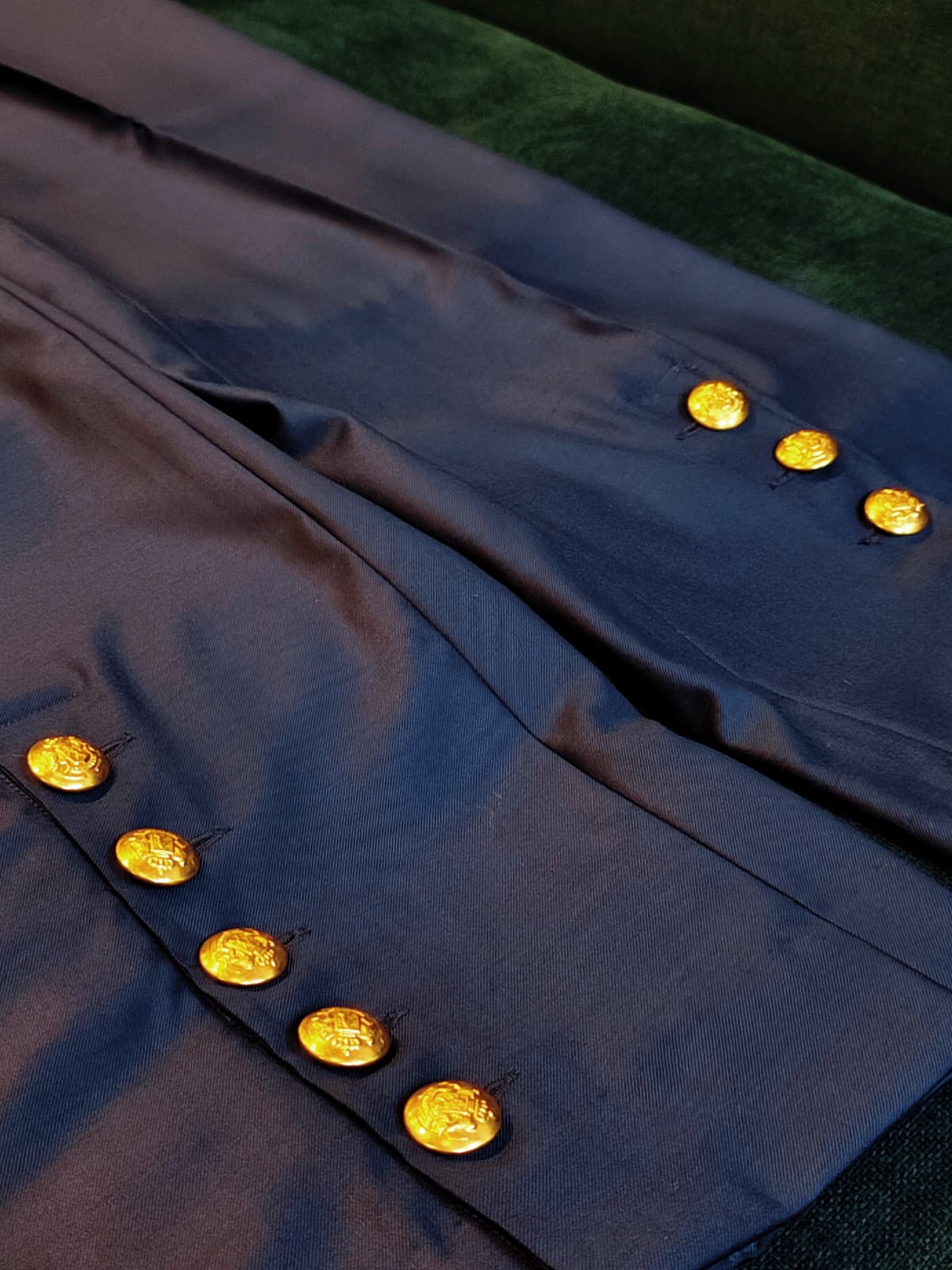 Navy Side Slit Buttons Trousers