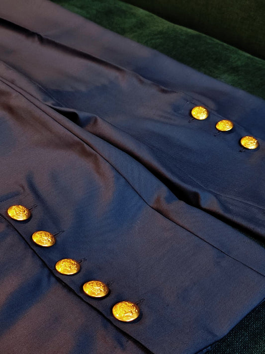 Navy Side Slit Buttons Trousers