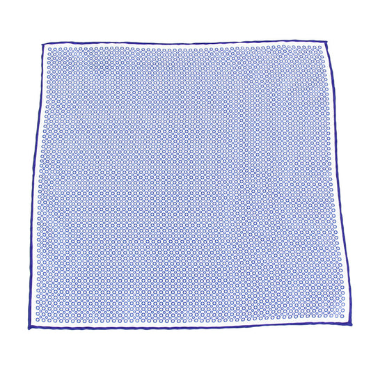Blue Circle Print Silk Pocket Square
