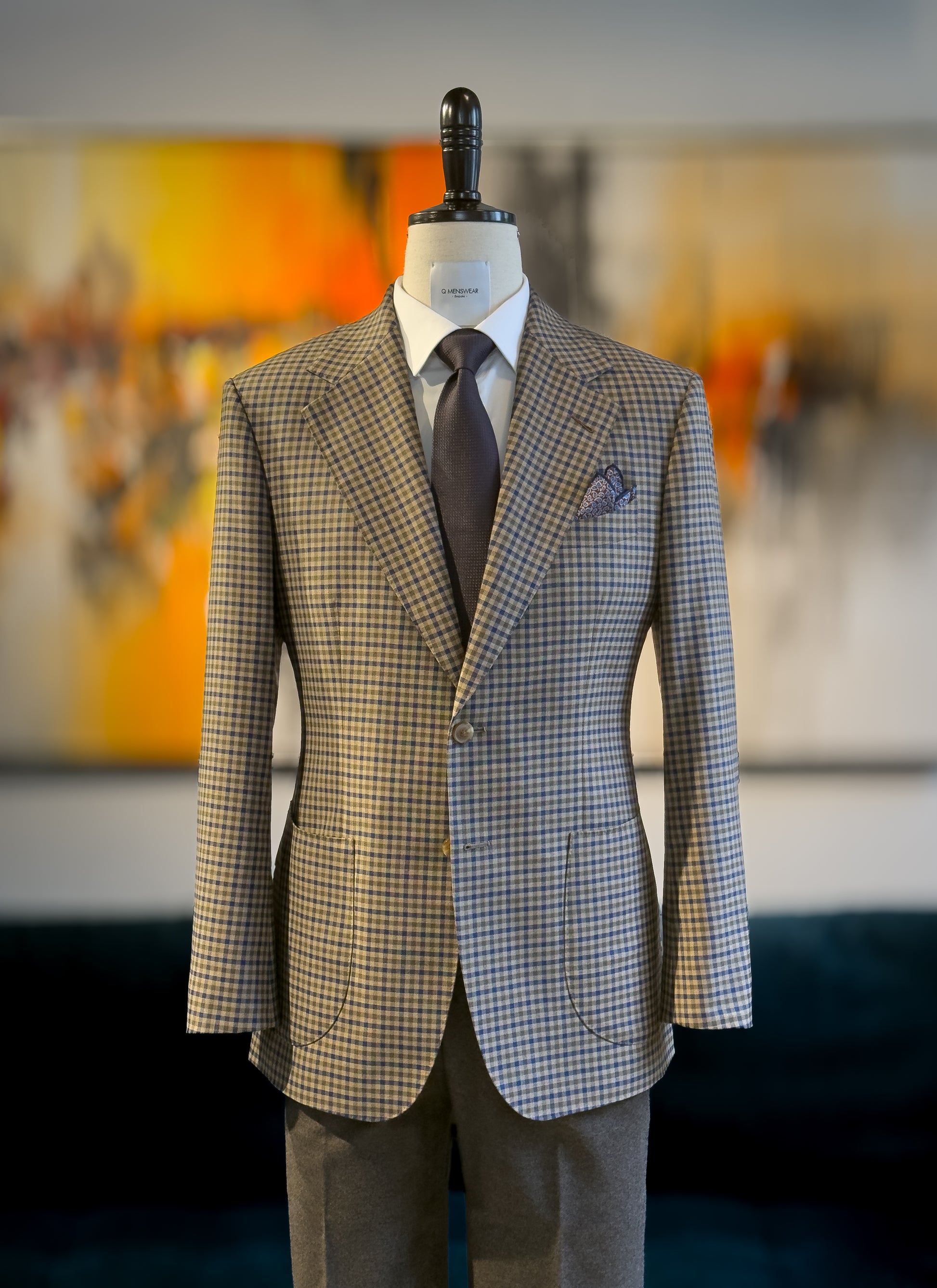 Q MENSWEAR - Carnet Brown and Blue Check Suit