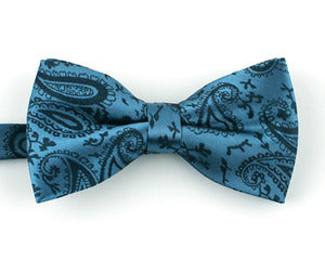 Teal Paisley Bow Tie