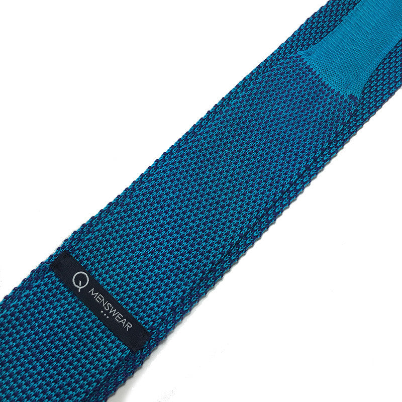 Teal Blue 2-tone Knitted Tie