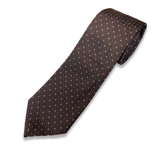 Brown With Blue Flower Silk Tie
